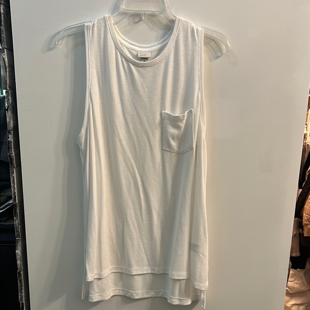 A New Day White Tank with Relaxed Fit and Minimalist Design